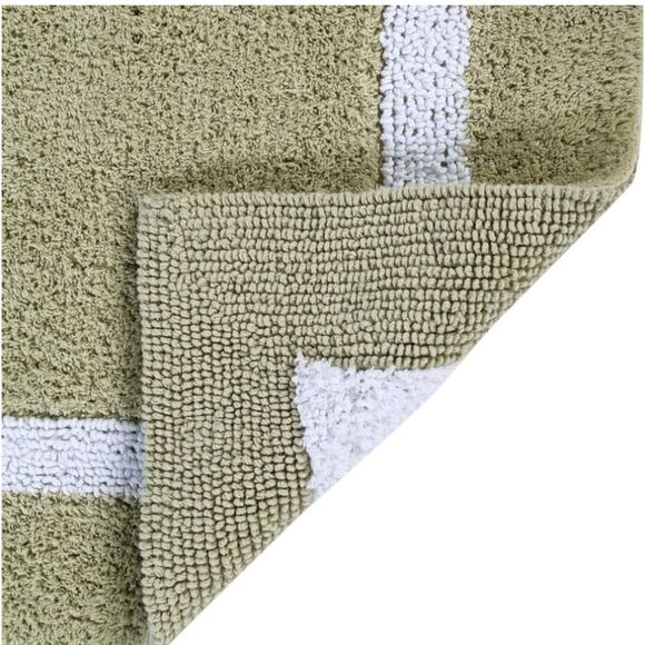 Better Trends 100% Cotton Hotel Collection Sage & White Bath Mat Rug, 17" x 24" - Picture 3 of 5